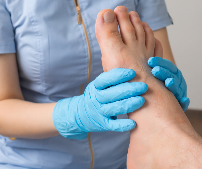 patient getting foot exam